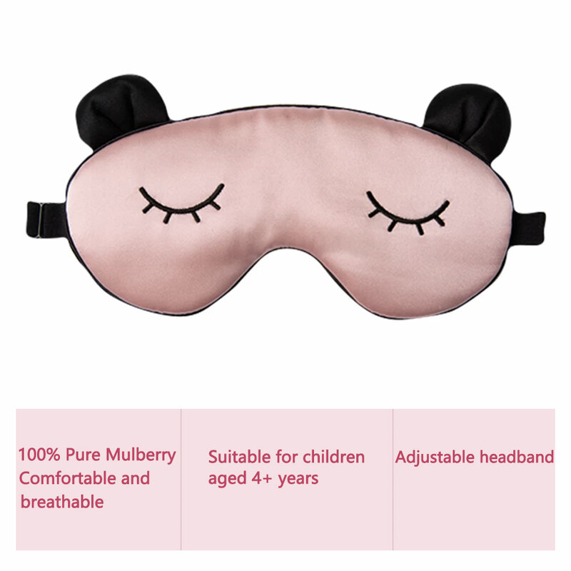100% Pure Mulberry Silk Sleep Mask Cute Kids Baby Model Cartoon Soft Eye Patches Soft Blindfold Smooth Eye Mask Comfort