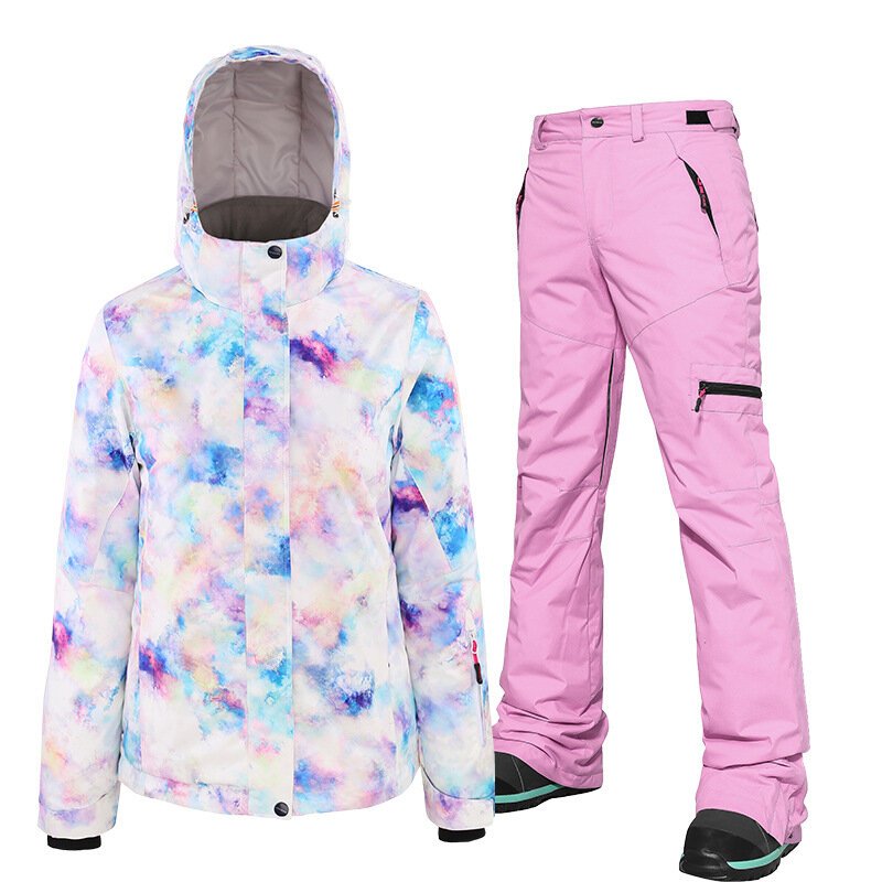 Set di tute da sci SEARIPE abbigliamento termico da donna giacca a vento impermeabile giacca da esterno cappotti da Snowboard pantaloni abbigliamento invernale caldo