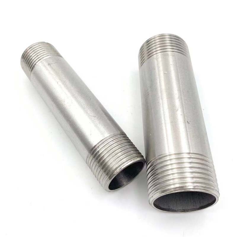 Length 100/150/200/300mm 1/4" 3/8" 1/2" 3/4"-2” BSP Male Thread Long Nipple 304 Stainless Steel Pipe Fitting Connector Adapter