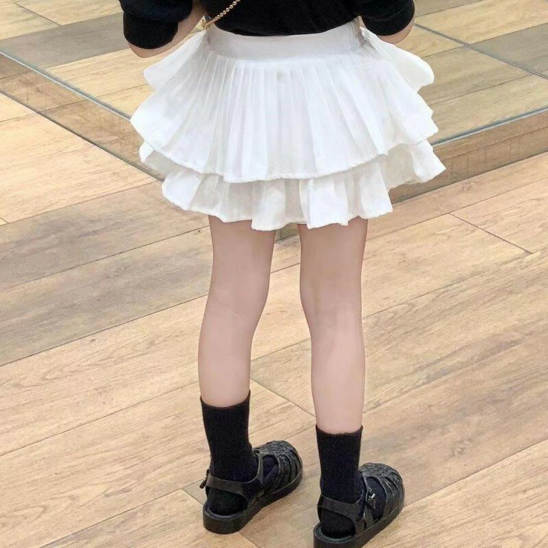 Lief Meisje Rok Sets Koreaanse Versie Zomer Nieuwe Mode 2023 Kids Colthes Sets Zwarte T-Shirts Witte Rok Katoen