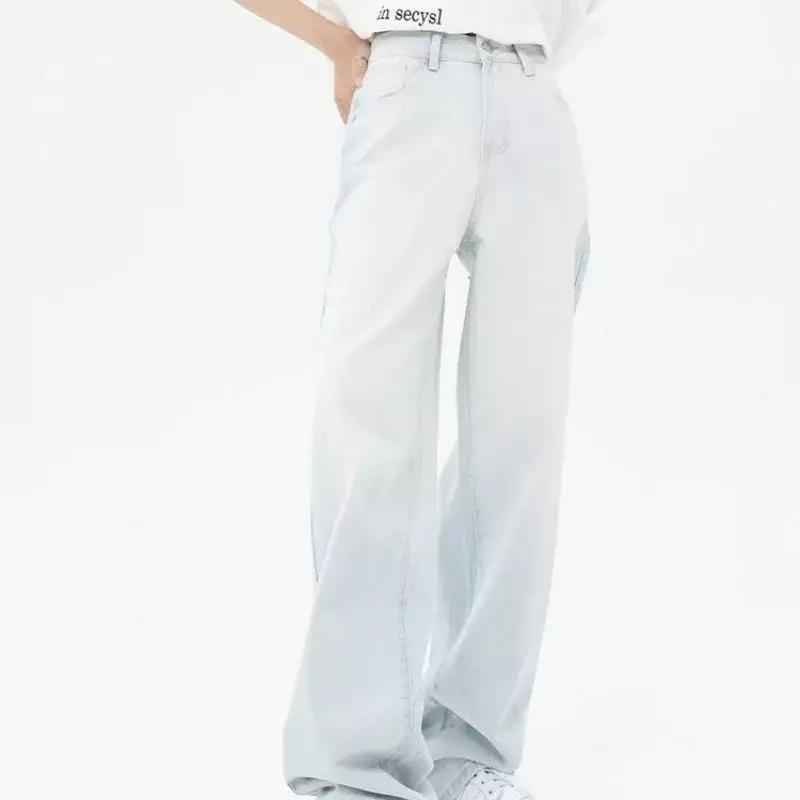 Celana biru kaki lurus untuk wanita Jeans pinggang tinggi wanita celana panjang musim panas orisinil 2000s Y2k 2024 gaya Korea Z