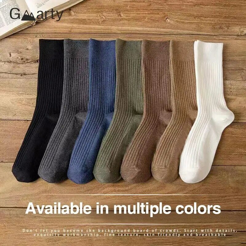 1pair High Quality Black Brown Pure Color Cotton Unisex Sock Office Sport Business Anti-Bacterial Deodorant Men Long Socks