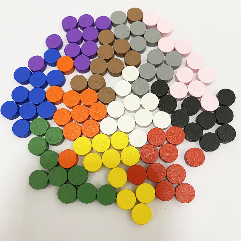 Piezas de juego de madera de peón de colores, accesorios para juegos educativos, 100 piezas de diámetro, 10x5MM