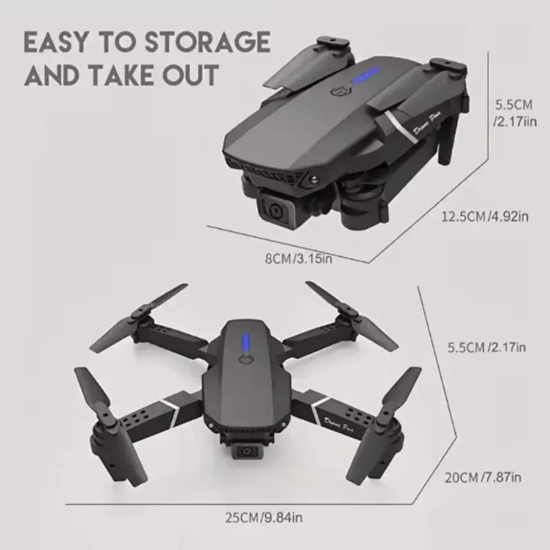 Drone pliable avec caméra HD grand angle pour touristes, hélicoptère RC, 4K, professionnel, WIFI, FPV, recommandé de tenir un tablier, nouveau, E88Pro, 1080P