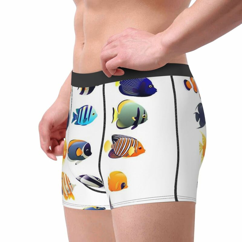 Divers caleçons colorés pour hommes, sous-vêtements respirants, shorts College en 3D, cadeaux d'anniversaire, boxer poisson tropical, 402, haute qualité