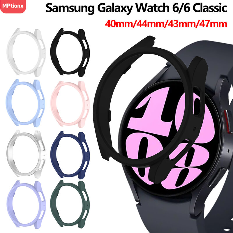 Hoesje Voor Samsung Galaxy Watch 6 Classic 47Mm 43Mm Screenprotector Pc Bumper Allround Galaxy Watch 6 40Mm 44Mm Accessoires