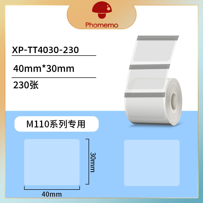 Phomemo-Etiqueta de cor transparente branca redonda auto-adesiva, DIY Logo Design, QR Code Shipping, M110, M220, M200, M120