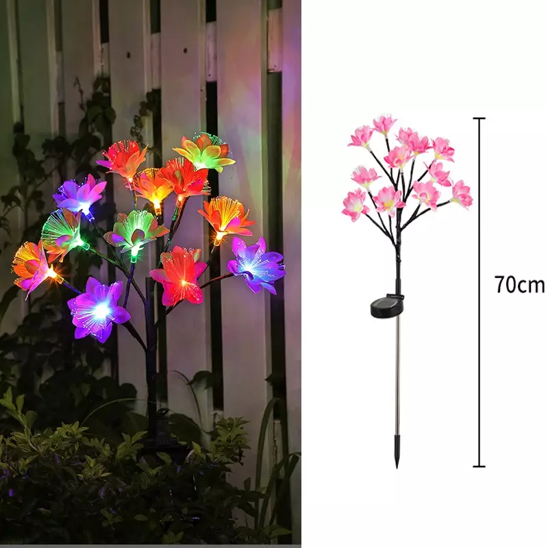 Camellia solar light outdoors Waterproof decoration outdoor Garden Solar Flowers Lawn Lamps for Patio Yard Holiday Decoration