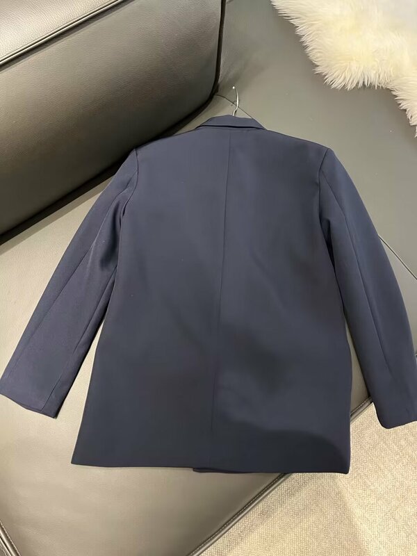 Frauen neue Mode Flip Pocket Dekoration lose zweireihige lässige Blazer Mantel Vintage Langarm weibliche Oberbekleidung Chic