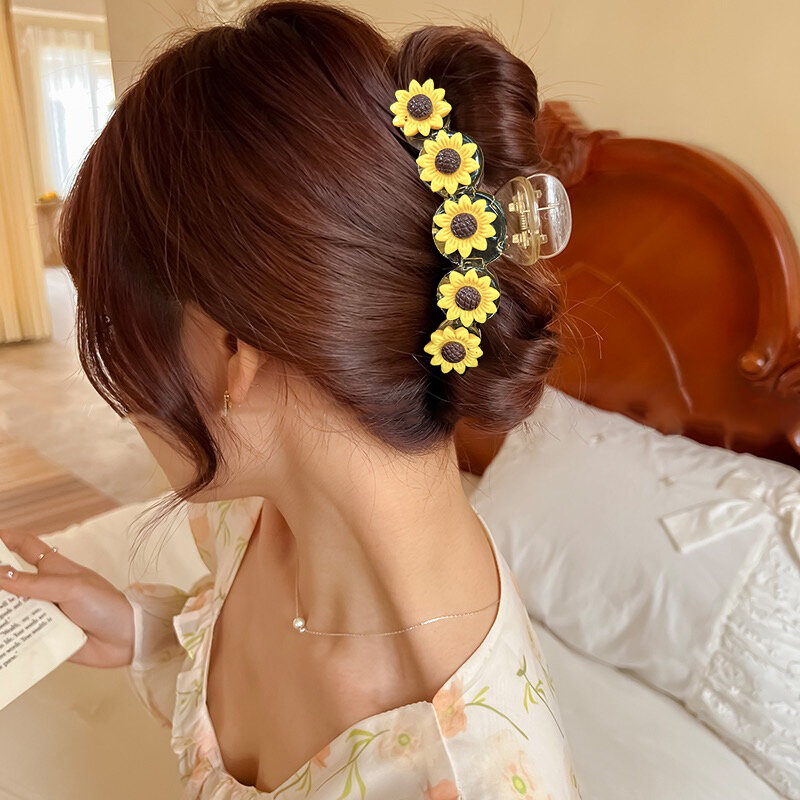 Simulation Pink Flower Hair Claws Hair Clip Simple Korean Daisy Hairpin Bohemian Flower Hair Claw Summer