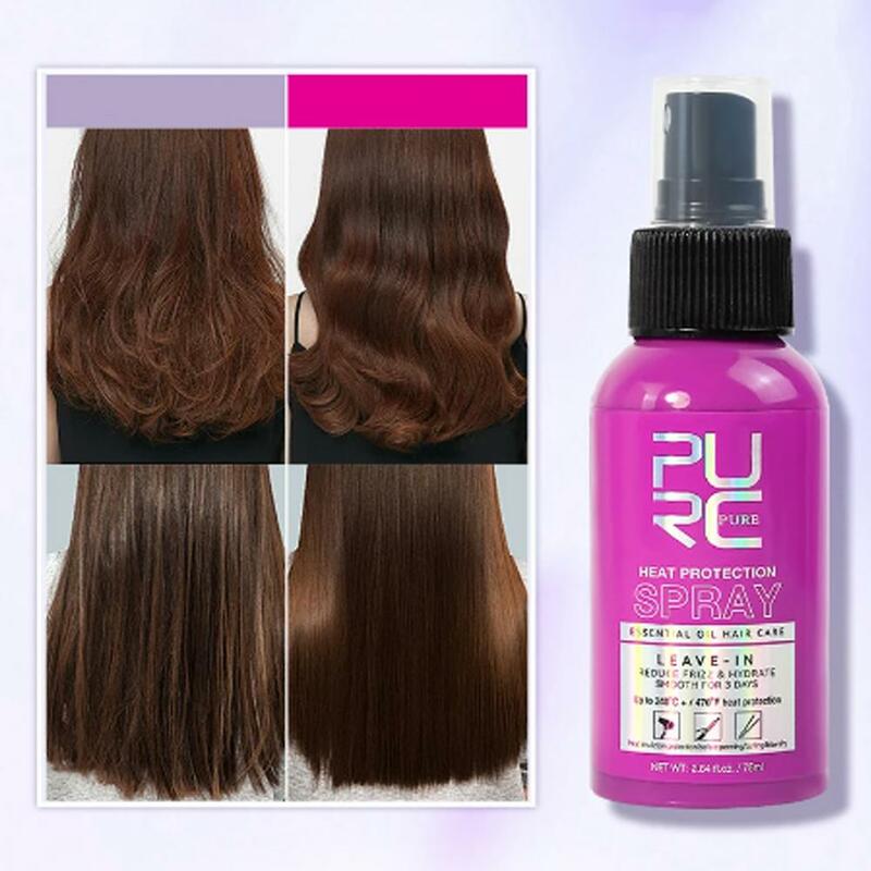 Semprotan pelindung panas rambut Salon profesional, produk perawatan rambut keriting rusak kelapa C9E1