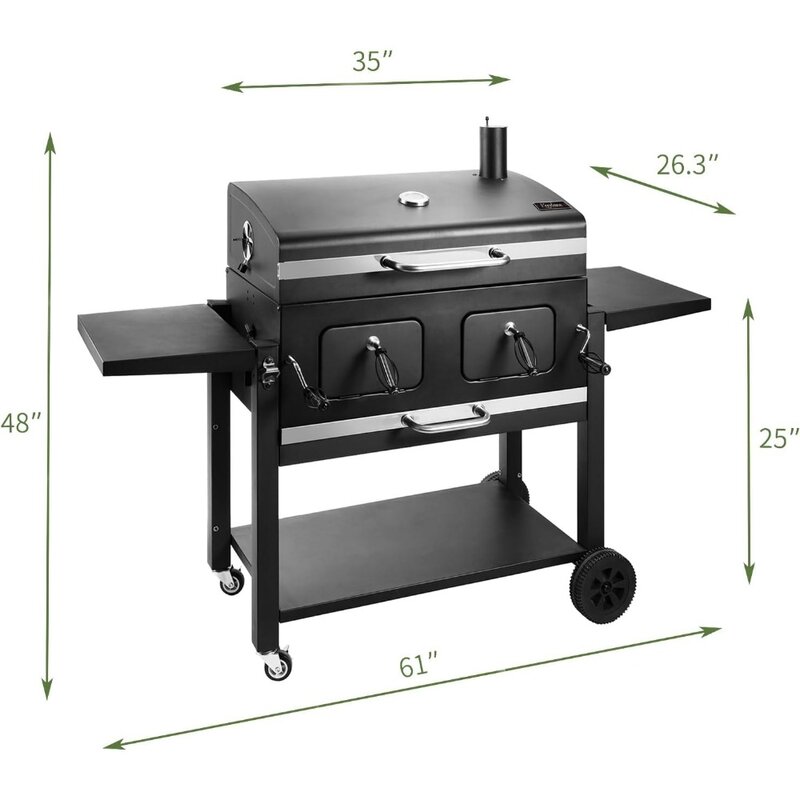 NEW-Charcoal Grill Outdoor BBQ Grill, Extra Large Cooking Area 794 Square Inches with Two Individual & Adjustable Charcoal Tray