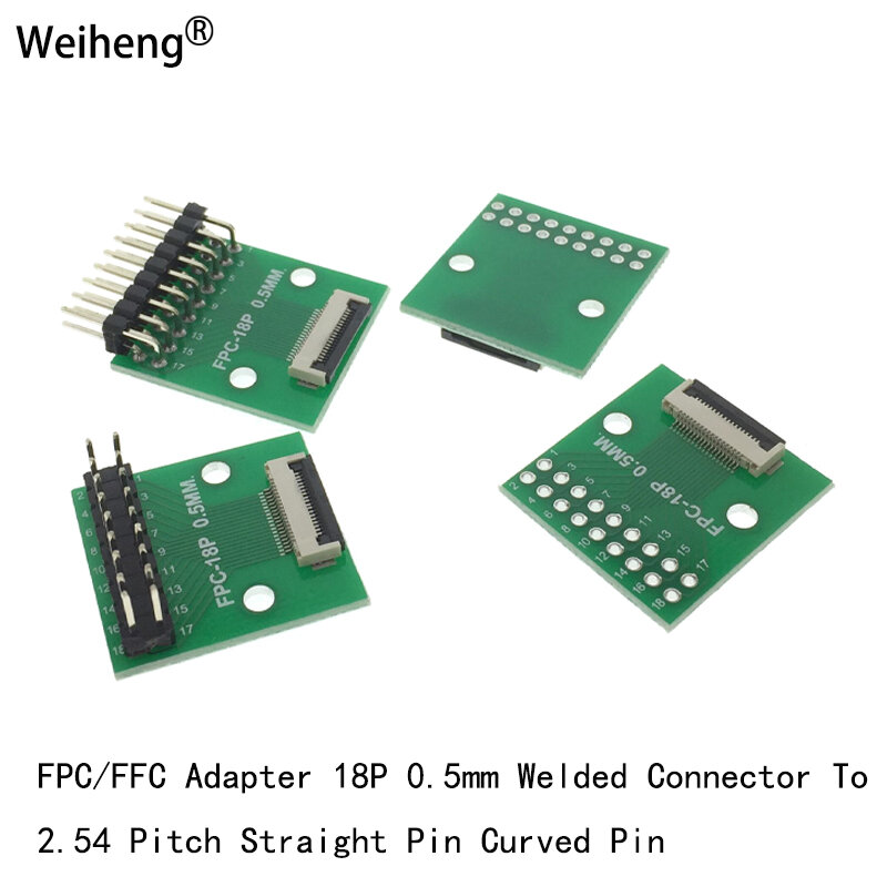 Flexible Cable Adapter Board 10Pcs FPC/FFC 18P  Double-sided 0.5mm To 2.54mm Straight Curved Needle