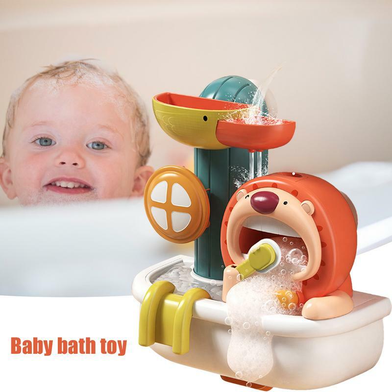 Cute Animal Baby Bath Toy Colorful Lion Bathroom Toy Wall Mount Waterfall Bathtub Toy With 4 Sucker Enjoy Bathing Fun
