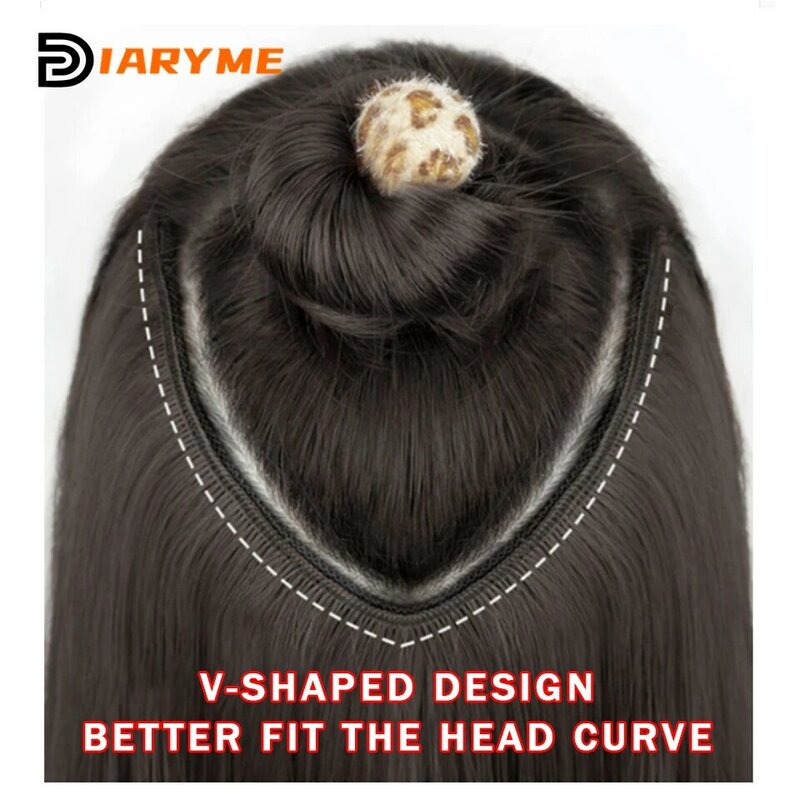 DM Sintetis Panjang Klip Rambut Dalam Ekstensi Rambut Tahan Panas Potongan Rambut Bergelombang Alami Wig Ungu Campuran Coklat untuk Wanita