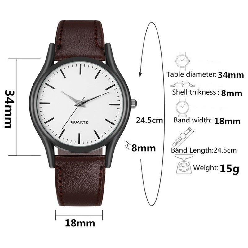 Trend Leather Wrist Watch Men Woman Couples Watches Clock Quartz Watch Daily Business Office Hand Jewelry Accessories Gift
