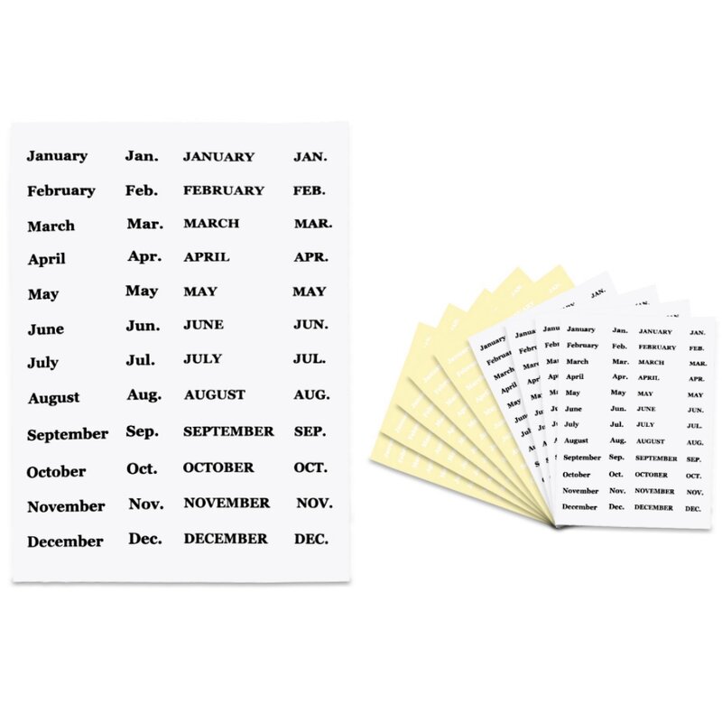 Adesivi con linguetta mensile carattere nero/bianco 12 mesi Planner Sticker etichette mensili divisore schede indice adesive per Budget e pianificatore