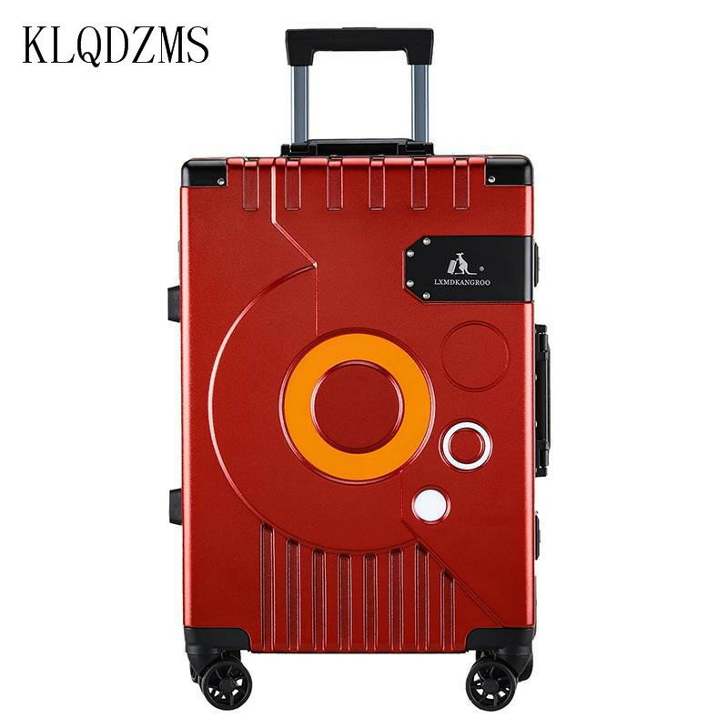 KLQDZMS 20/22/24/26 Inch Fashion Luggage Aluminum Frame Trolley Case Men And Women Boarding Case PC Suitcase On Wheels