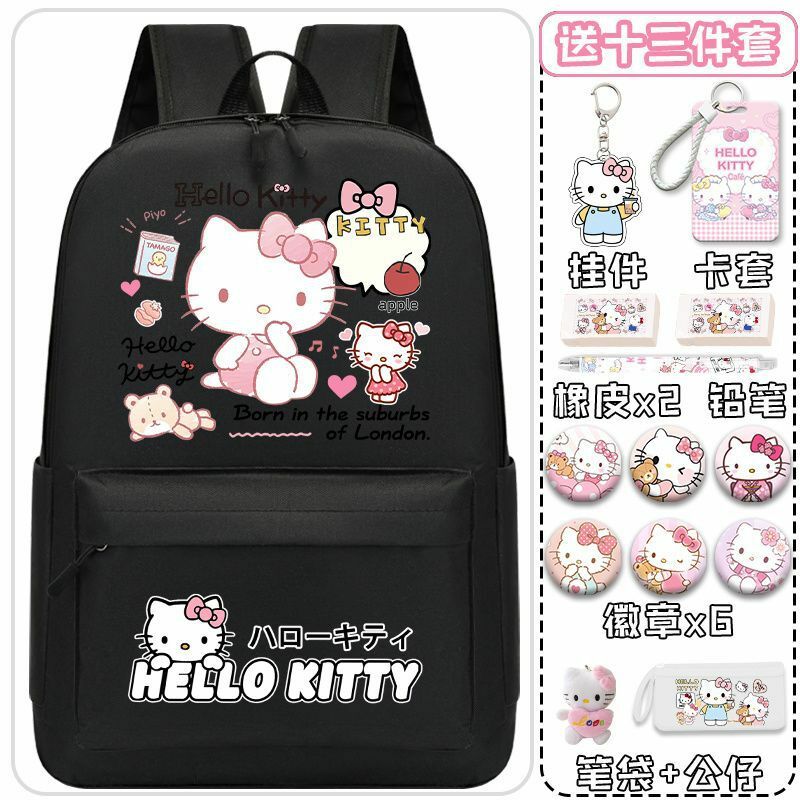 حقيبة ظهر MINISO-Sanrio Hello Kitty للأطفال ، سعة كبيرة ، حقيبة سفر أنيمي مقاومة للماء ، حقيبة كتف مدرسية للطلاب