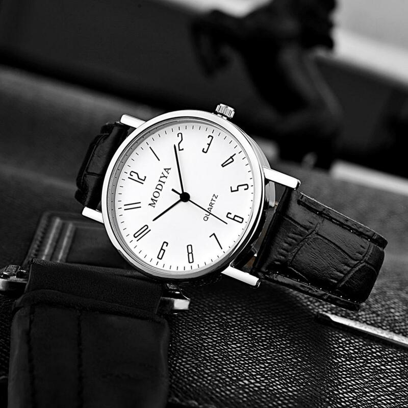 Relógio cronógrafo masculino com pulseira de couro, quartzo, analógico, elegante, presente para namorado ou pai, casual, analógico