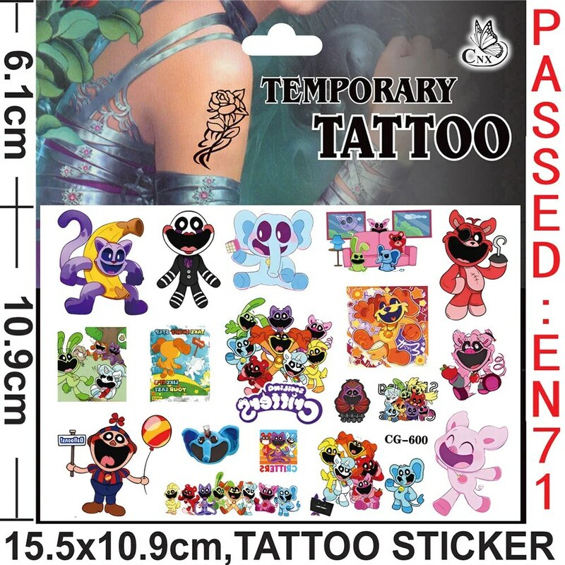 Stiker tato sementara, stiker tato tersenyum untuk anak-anak, perlengkapan pesta ulang tahun, dekorasi stiker tato lucu