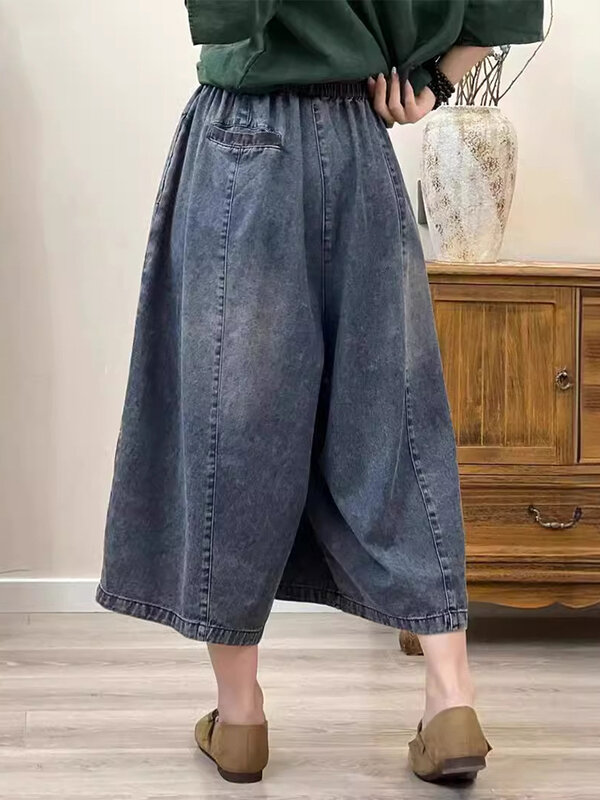Max LuLu celana Denim perca model Korea, celana Denim Harajuku klasik, celana jins longgar kasual Vintage 2024, celana Denim desain tambal sulam musim panas untuk wanita