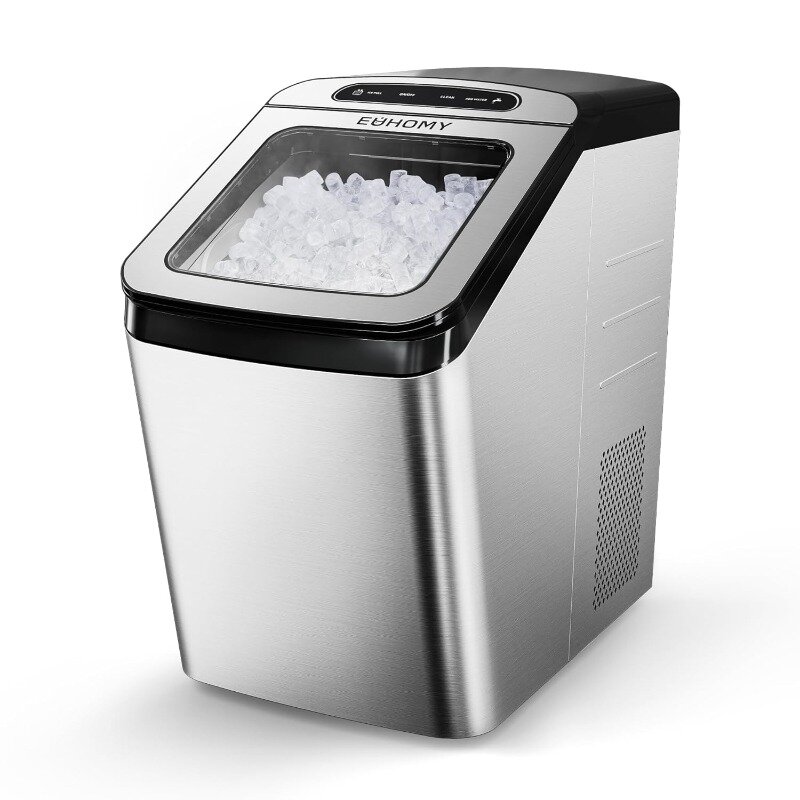 EUHOMY Nugget Ice Maker Countertop, Max 34lbs/Day, 2 Way Water Refill, Self-Cleaning Pebble Ice Maker Machine with 3Qt Reservoir