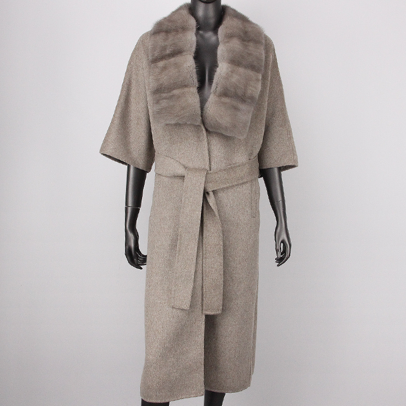 本物の毛皮のコート,冬の女性のための暖かい自然なミンクの毛皮の襟,カシミアのブレンド,ファッショナブルなアクセサリー,新しい2023