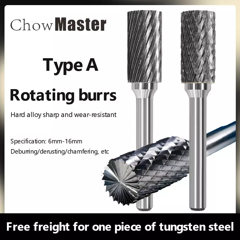 Lima rotativa de acero de tungsteno, 6-16mm, ranura Boule con cuchilla, aleación de carburo superior, fresa cilíndrica, tipo columna para Metal