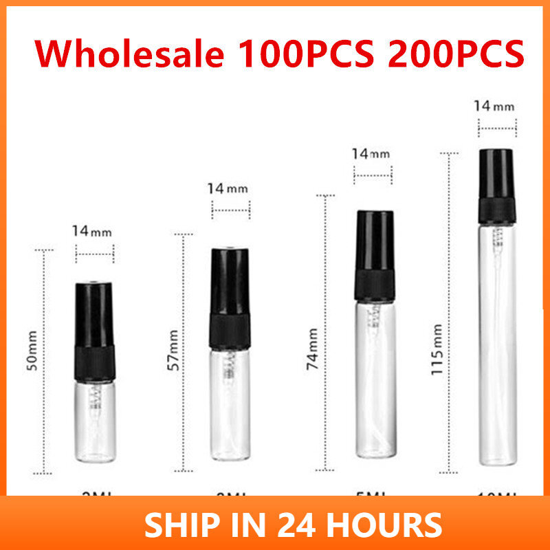 Hot 50/100/200PCS 5ML 10ML Black Clear Mini Perfume Glass Bottle Empty Cosmetics Bottle Sample Thin Glass Vials Wholesale 4#