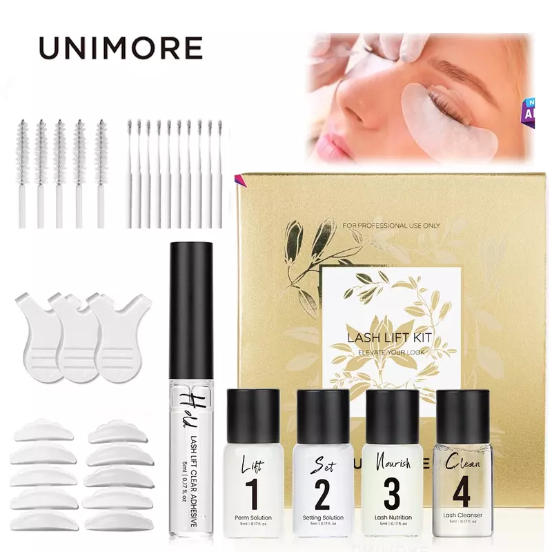 Unimore-Juego de levantamiento de pestañas, Kit de tratamiento permanente, potenciador de 4-6 semanas de duración, maquillaje rizador permanente