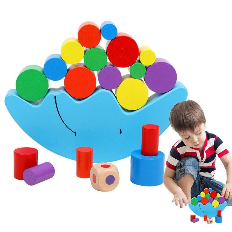 Mainan susun untuk anak-anak belajar prasekolah mainan Montessori mainan bangunan kayu Permainan kompetisi keseimbangan hadiah ulang tahun