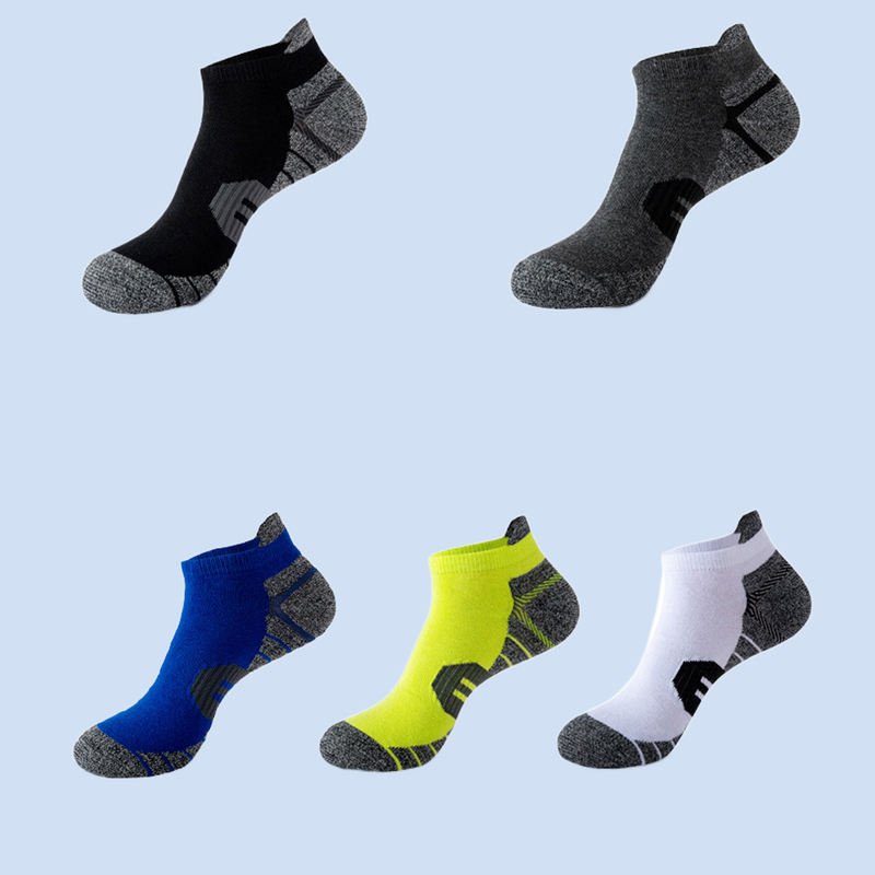 ถุงเท้ากีฬา5คู่ถุงเท้าข้อต่ำสำหรับผู้ชาย, ถุงเท้าบาสเกตบอลถุงเท้ากีฬาระบายอากาศได้ดีดูดซับเหงื่อและกลางแจ้ง