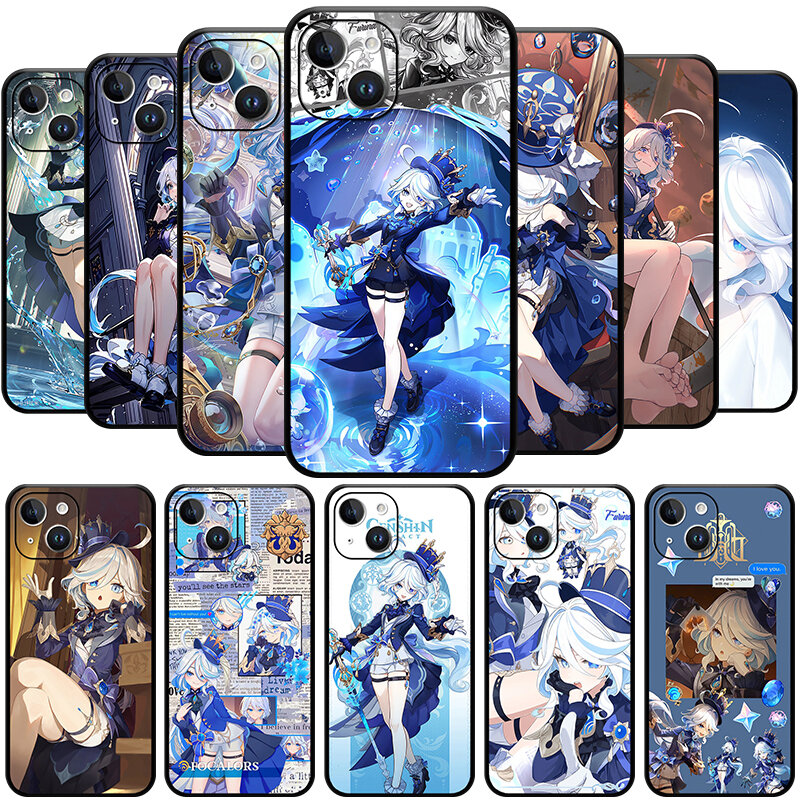 Furina-Genshin Impact Phone Case para iPhone, Caráter Bonito, Cryo, 5 Estrelas, 15, 14, 13, 12, 11 Pro Max, Mini, XS Max, SE3, 2, 7, 8 Mais