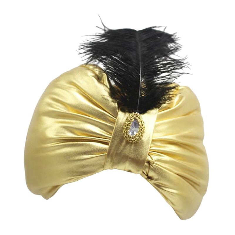 Unisex Sultan Turban Abdeckung Kopftuch Pre Gebunden Knoten Kopf Schal Kostüm Zubehör Sultan Indische Arabischen Headwear Dekorationen Plissee