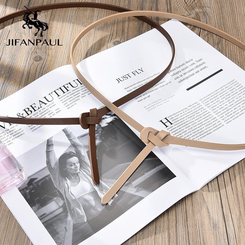 High Quality Knot Thin Women's Belts Genuine Leather Simple Elegant With A Sense Of Design For Ladies Dress Designer Waistband