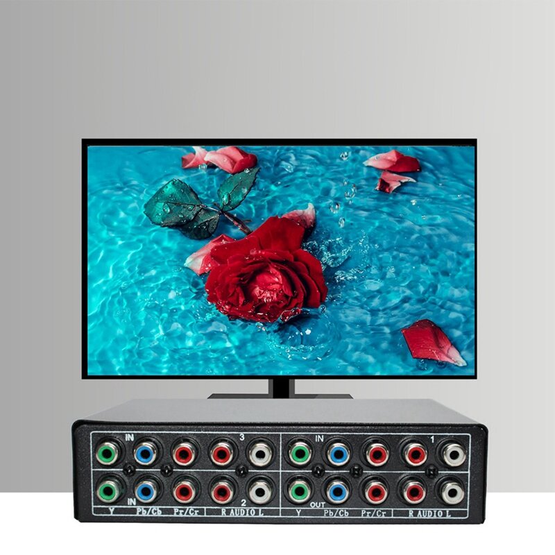 Pemilih Tombol Komponen RGB 5 RCA 3-Way YPBPR Kabel Komponen Saklar AV Switcher untuk PS2 Wii DVD Player TV