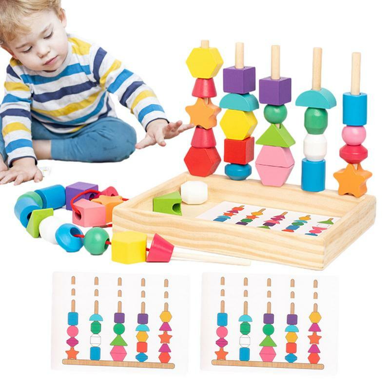 Деревянные строительные блоки, игрушки, цветная форма, раннее обучение, головоломка Монтессори