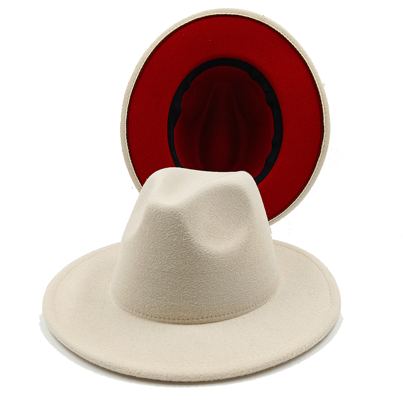 Cappelli da Cowboy fedora Jazz bicolore cappelli da Cowboy per donna e uomo berretto bicolore rosso con cappello bombetta in lana nera Wholesale hémi26