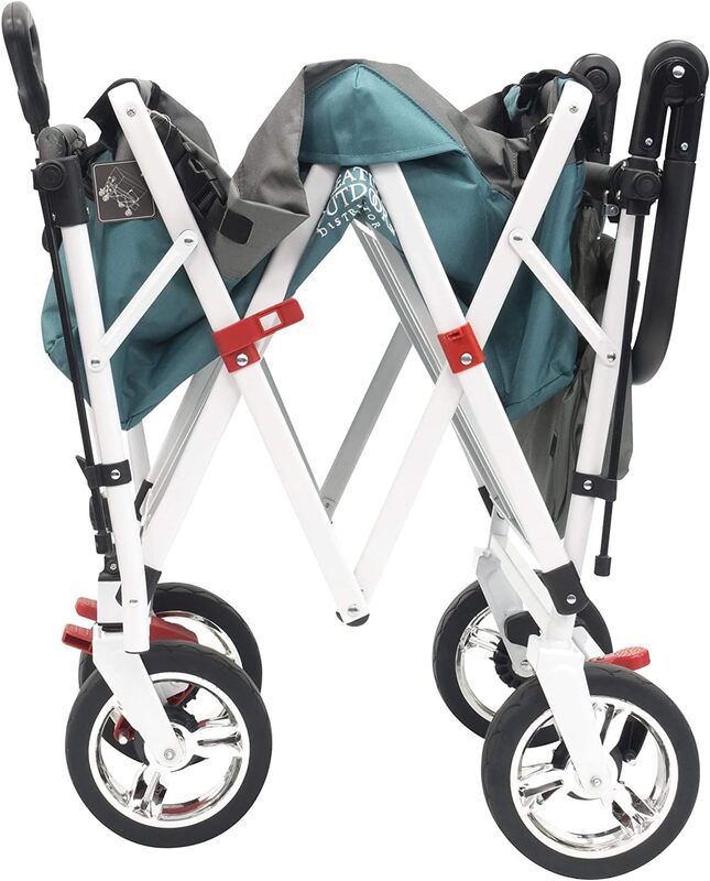 Creative Outdoor Distributor Push and Pull Double Stroller for Toddlers & Kids with Removable Canopy and Seat Belt Harnesses