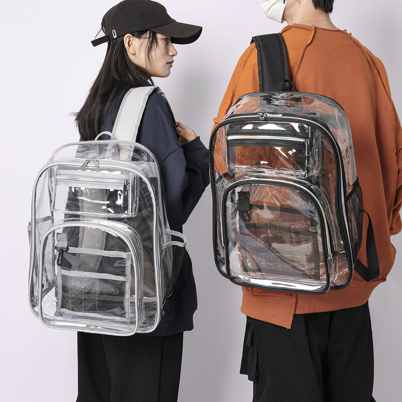 Новый женский прозрачный рюкзак, сумка из ПВХ, прозрачные школьные ранцы для подростков, водонепроницаемая школьная сумка для мужчин, утвержденная для стадиона для концертов