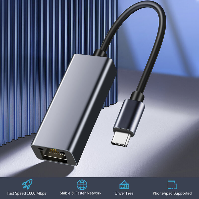 GoElely 1000 Мбит / с USB3.0 до сетевой карты RJ45 USB Ethernet Adapter для ноутбука Type-C To RJ45 Ethernet Adapter для MacBook