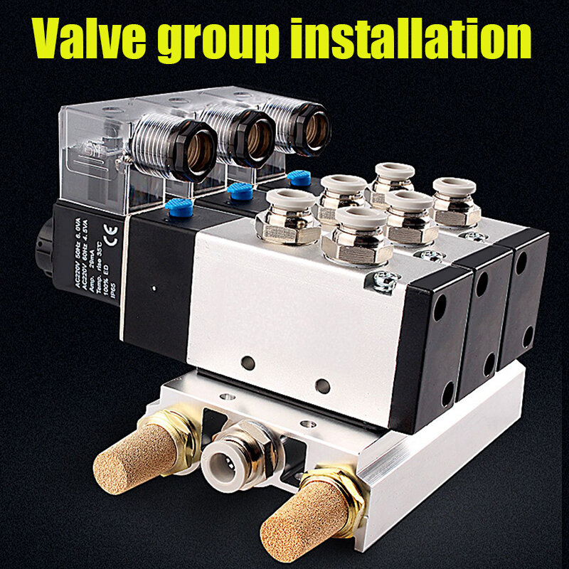 Pneumatic Electric Solenoid Valve 4V210-08 5 Way 2 Position Control Air Gas Magnetic Valve 12V AC 220V 4mm-12mm Hose Fittings
