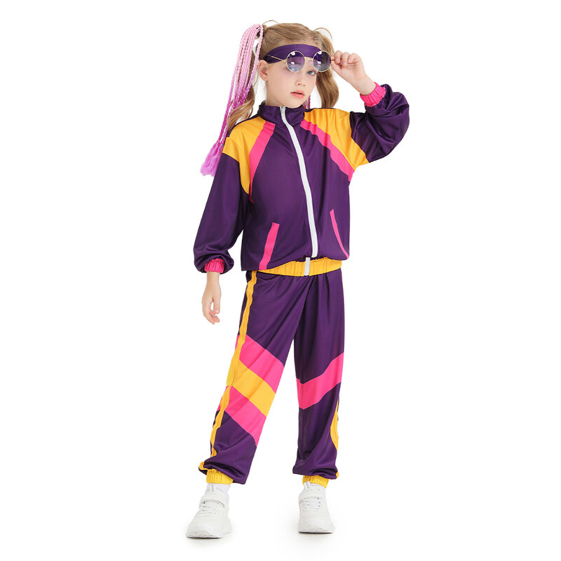 Kinder Retro Vintage Hip-Hop Disco Tanz Cosplay Kostüm Jungen Mädchen Sport bekleidung Outfits Halloween Karneval Party Kinder Anzug