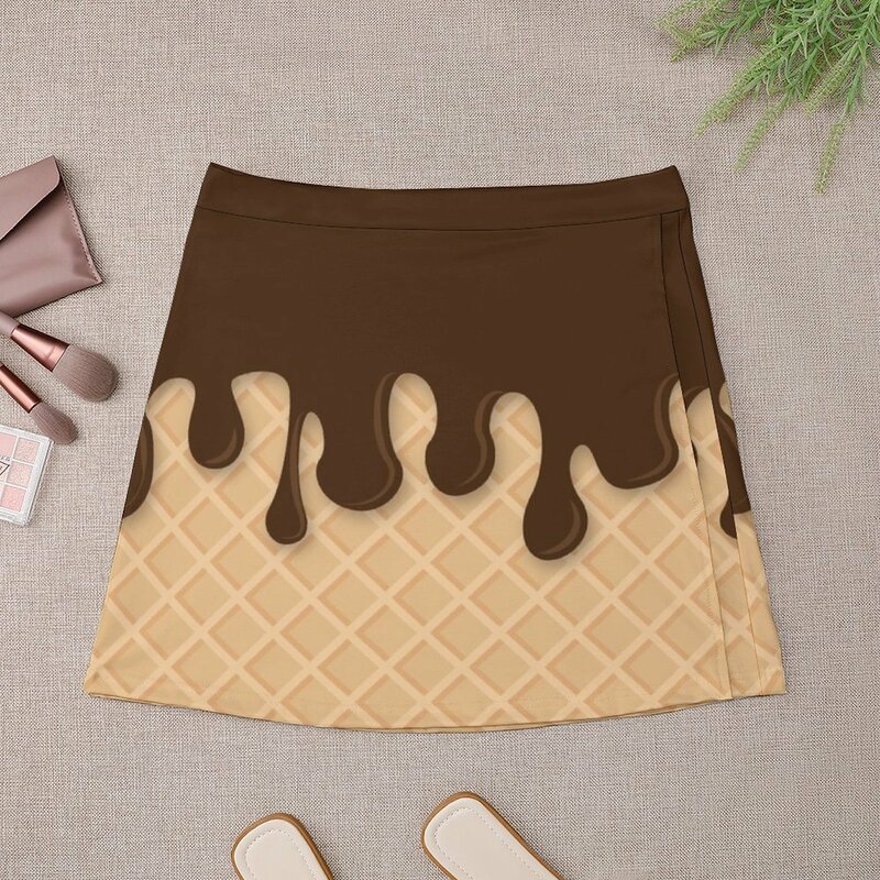 Miss Sundae-패턴 (초콜릿) 미니 스커트, 여성용 드레스, 여름 90 년대 빈티지 의류, 카와이 의류