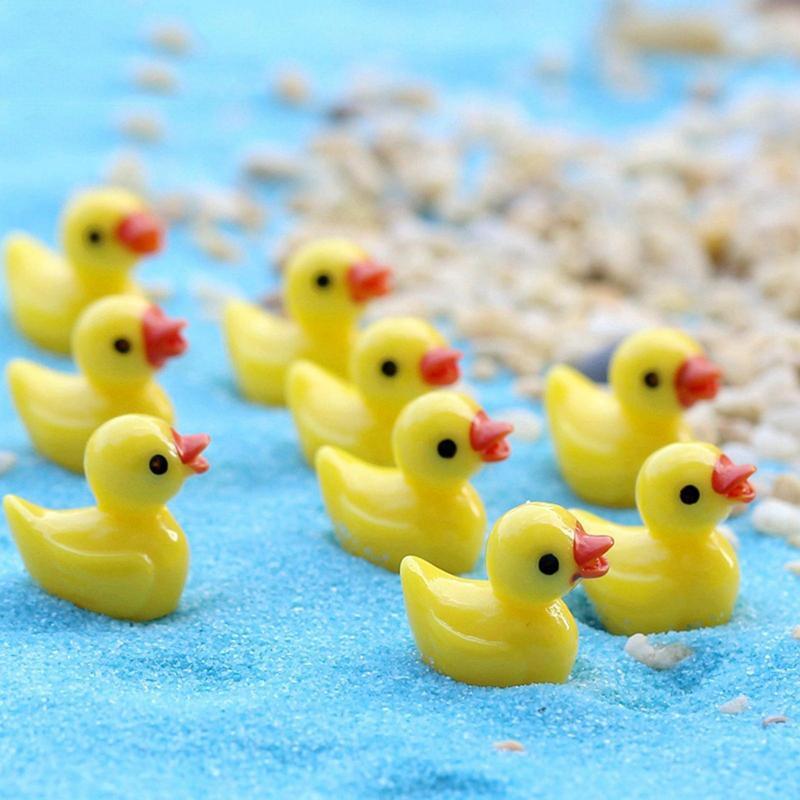 100pcs Baby Bath Toy Realistic Shape Mini Resin Ducks Soft Rubber Float Ducks Shower Toy Gift For Garden Succulent Pots Decor