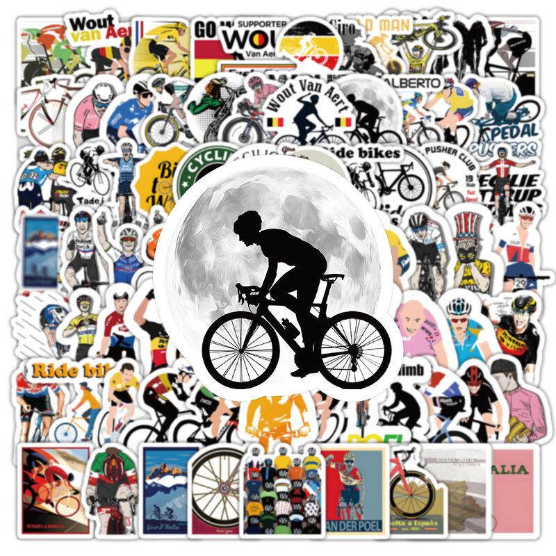 10/30/50/100pcs Cycling Sports Cartoon Bike Stickers Cool Bicycle Rider Graffiti Decals Phone Notebook Skateboard Sticker Decor