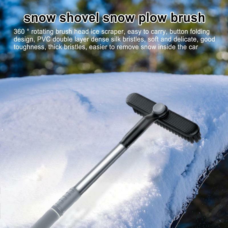 Скребок для снега с щеткой 2 в 1, щетка, лопатка для льда, нескользящая многоразовая щетка для снега в наличии для автомобиля, грузовика, автомобиля