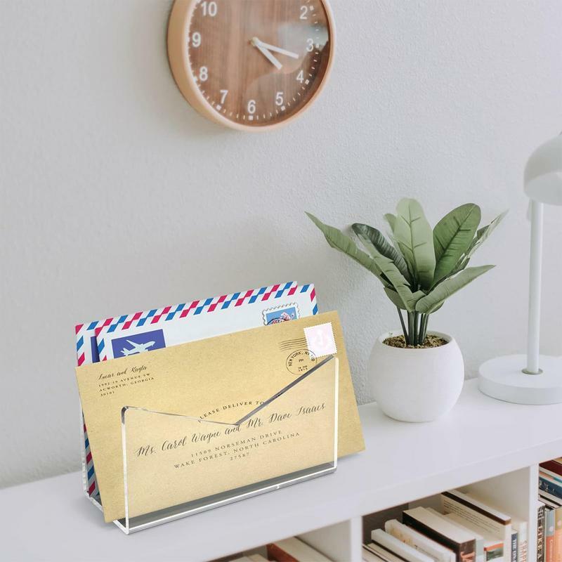 Acrylic Mail Holder Mail Organizer Countertop Letter Holder for Desk Envelope Holder Mail Sorter Stand for Home Office School