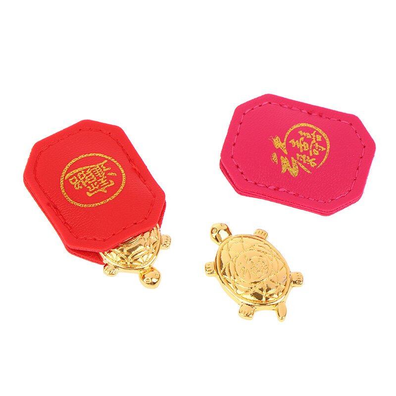 Feng Shui goldene Schildkröte Geld Glück Glück Reichtum chinesische goldene Frosch Münze für Wohnkultur Tischplatte Ornament Glücks geschenk mit Tasche